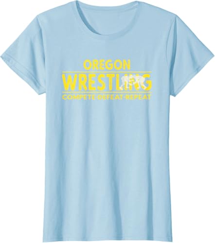 Miniatura 27 de Oregon Wrestling - Compete, Defeat, Repeat T-Shirt Negro,Azul Marino,Asfalto,Blanco,Azul Pastel,Arándano,Rojo,Verde Bosque,Verde Kelly,Verde