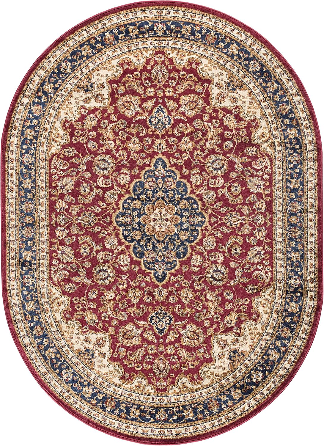 Kirsten Traditional Oriental Red Oval Area Rug, 5' x 7' Oval