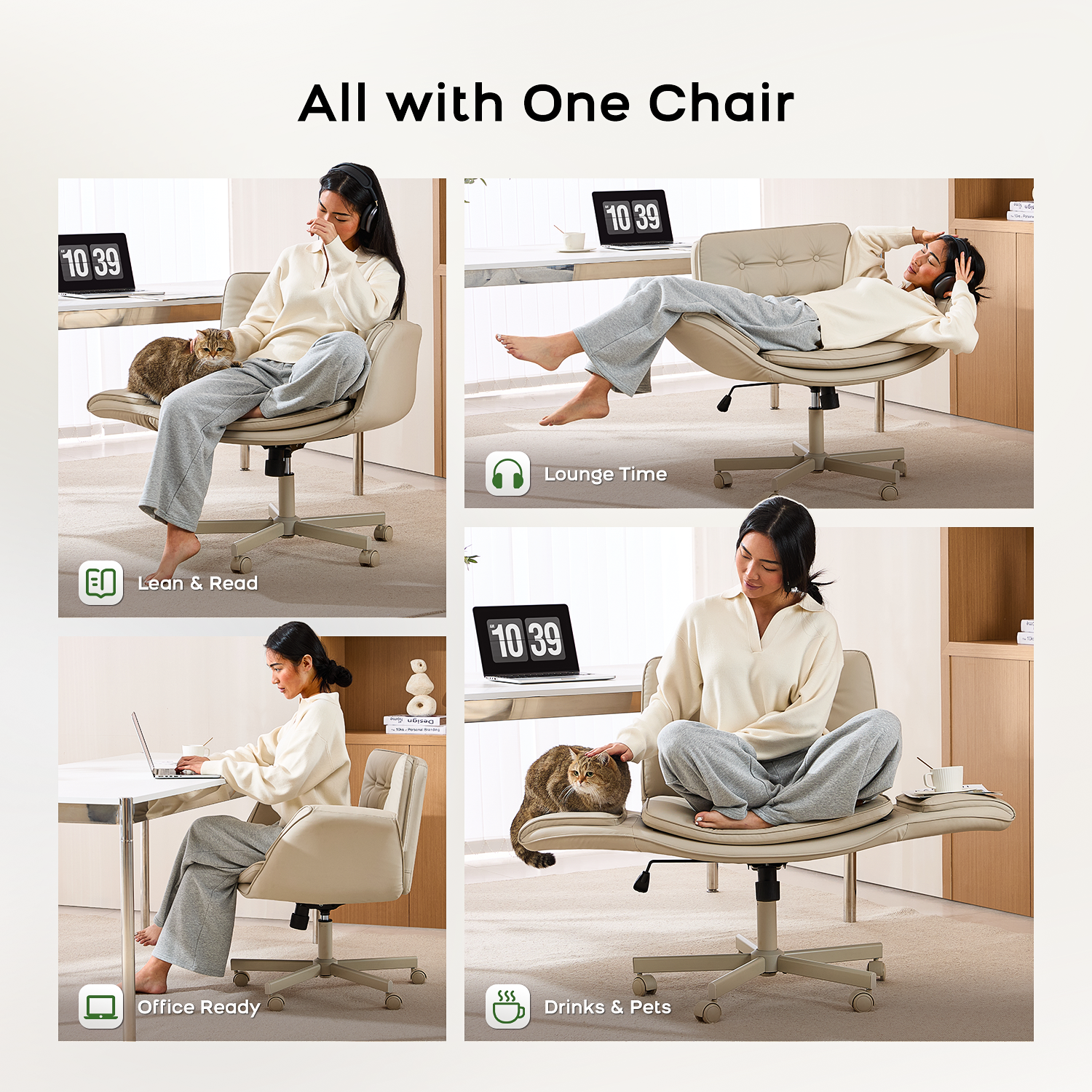 Amazon.com: amseatec Criss Cross Chair with Armrests & Wheels, PU