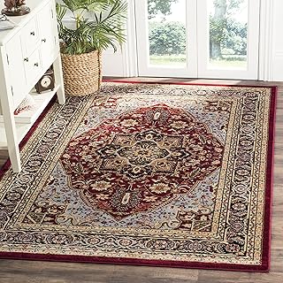 SAFAVIEH Lyndhurst Collection LNH330B Teppich, traditionell, orientalisch, fusselfrei, für Wohnzimmer, Schlafzimmer, Esszimmer, Heimbüro, 1,52 m x 2,08 m, Rot/Schwarz