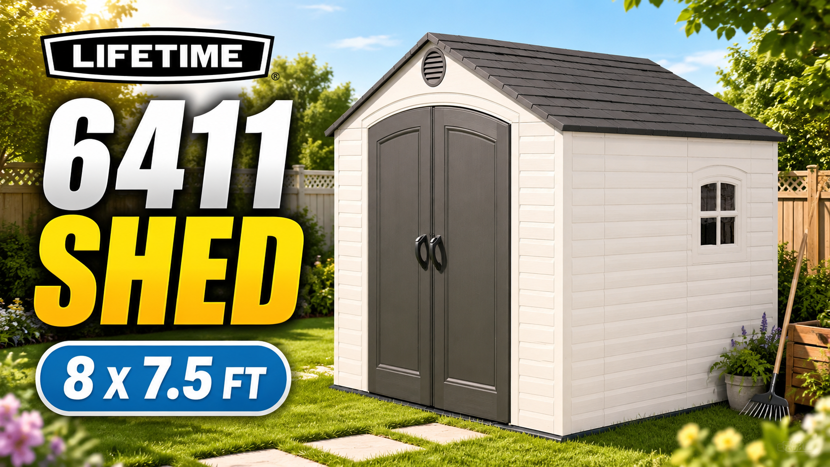 Amazon.com : LIFETIME 6411 Outdoor Storage Shed with Window, 8 by