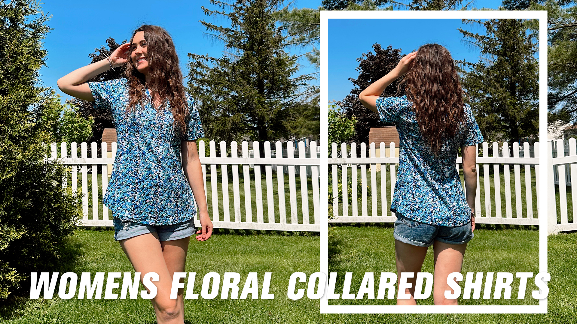 Womens Green Floral Polo Shirts Short Sleeve Tunic Tops