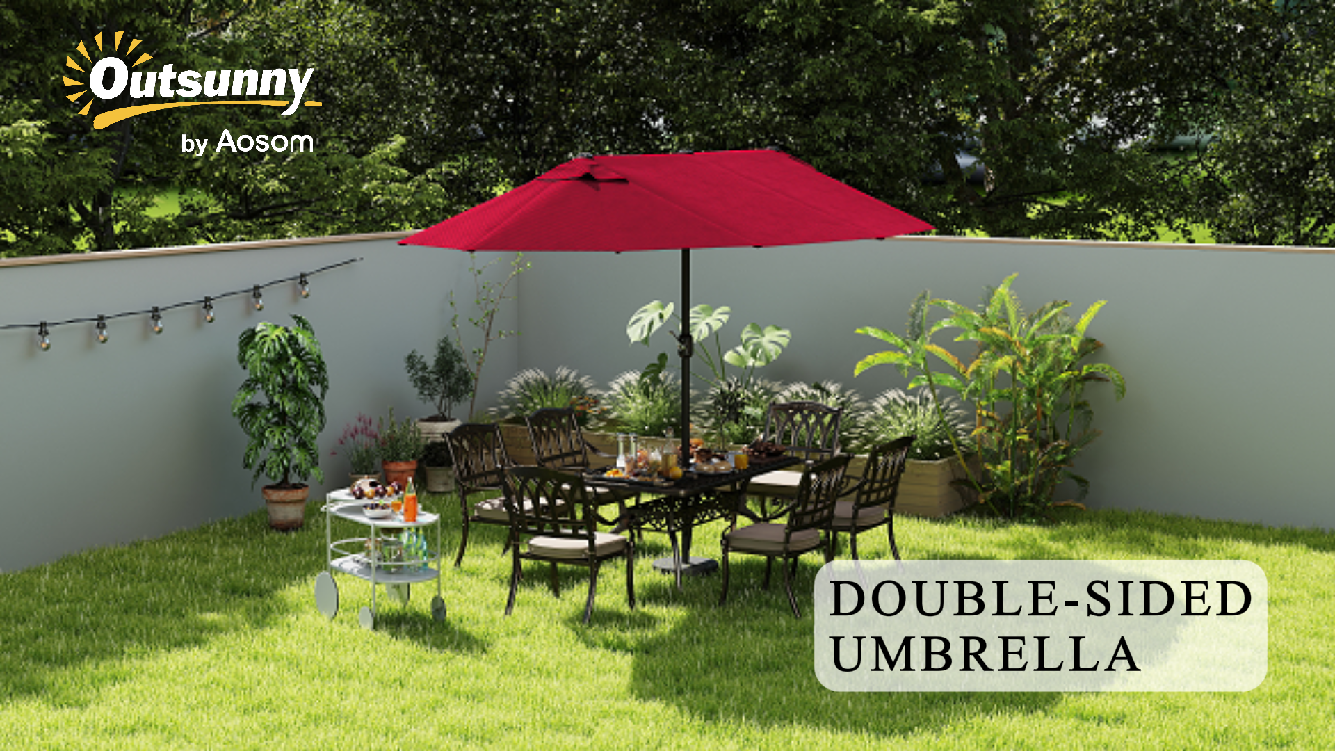 13 ft patio market umbrellas SUPERJARE 13FT Outdoor Patio Umbrella with Base Included, Double Sided main image 1