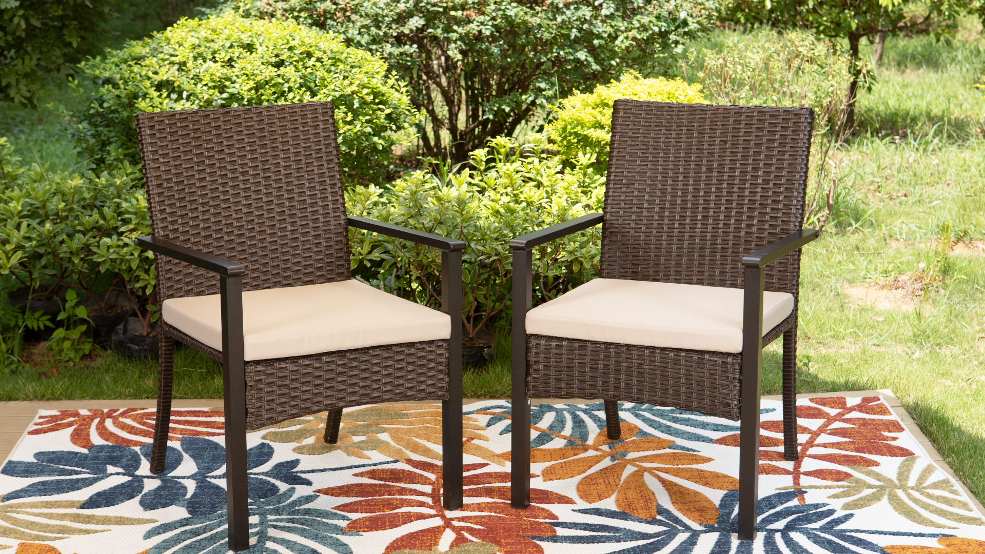 Sophia & William 9pc Square Patio Dining Set for 8, Rattan Chairs