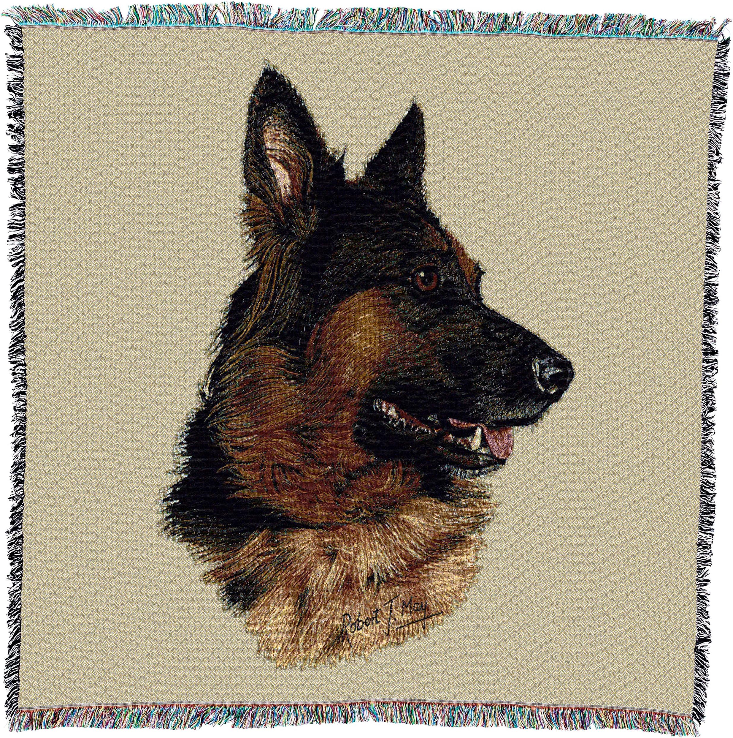 Pure Country Weavers German Shepherd Lap Square Blanket by Robert May - Herding Group - Gift for Dog Lovers - Tapestry Throw Woven from Cotton - Made in The USA (54x54)