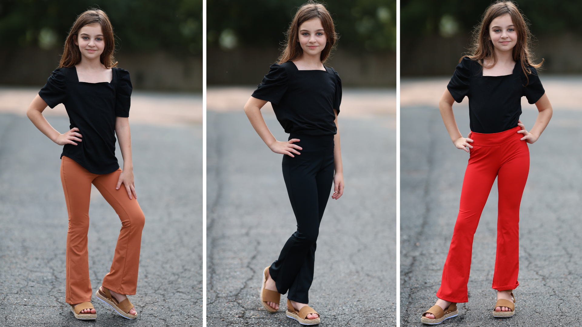 BIG ELEPHANT Leggings a Zampa per Ragazze Tasche Laterali e Fascia Elastica – Pantaloni Sportivi per Bambine attive