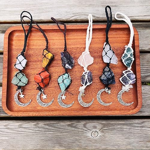 Miniatura 9 de Cristal rosa  Accesorios de espejo retrovisor de amatista para espejo de coche, accesorios para colgar adornos, decoración de espejo de coche,