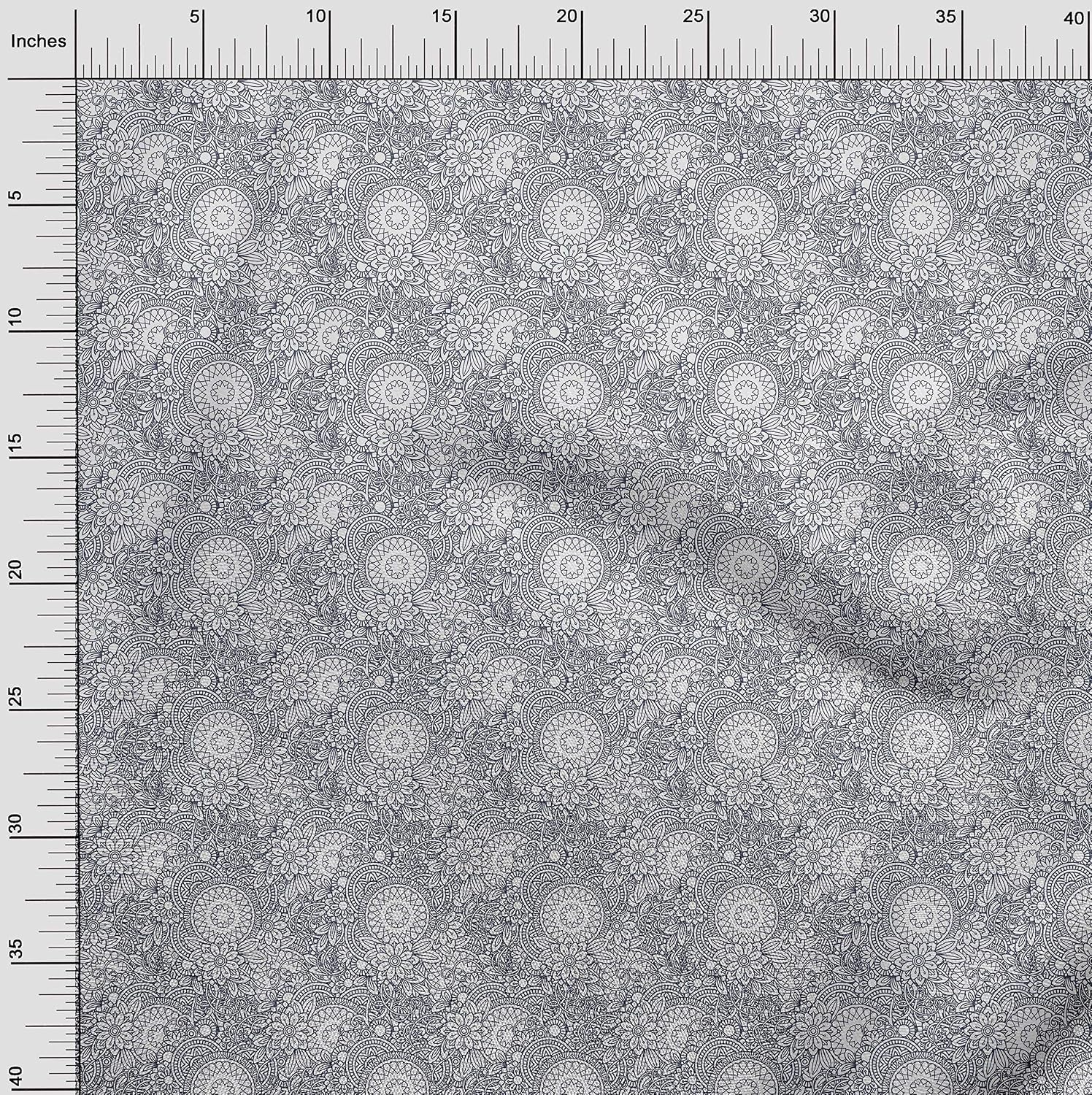 oneOone Viscose Chiffon Gray Fabric Floral Mandala Artistic DIY Clothing Quilting Fabric Print Fabric by Yard 42 Inch Wide