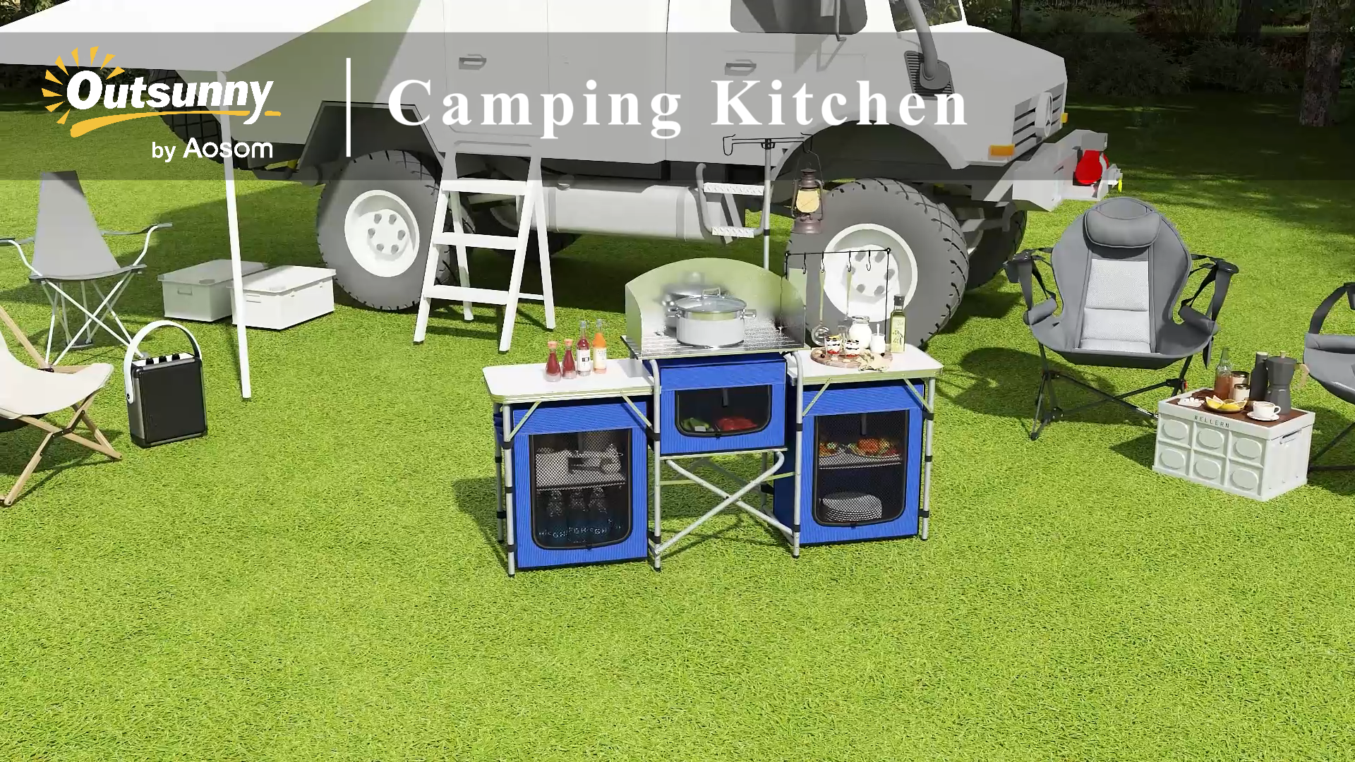 Camping Table AOPSPS Camping Kitchen Table, 1-piece Folding