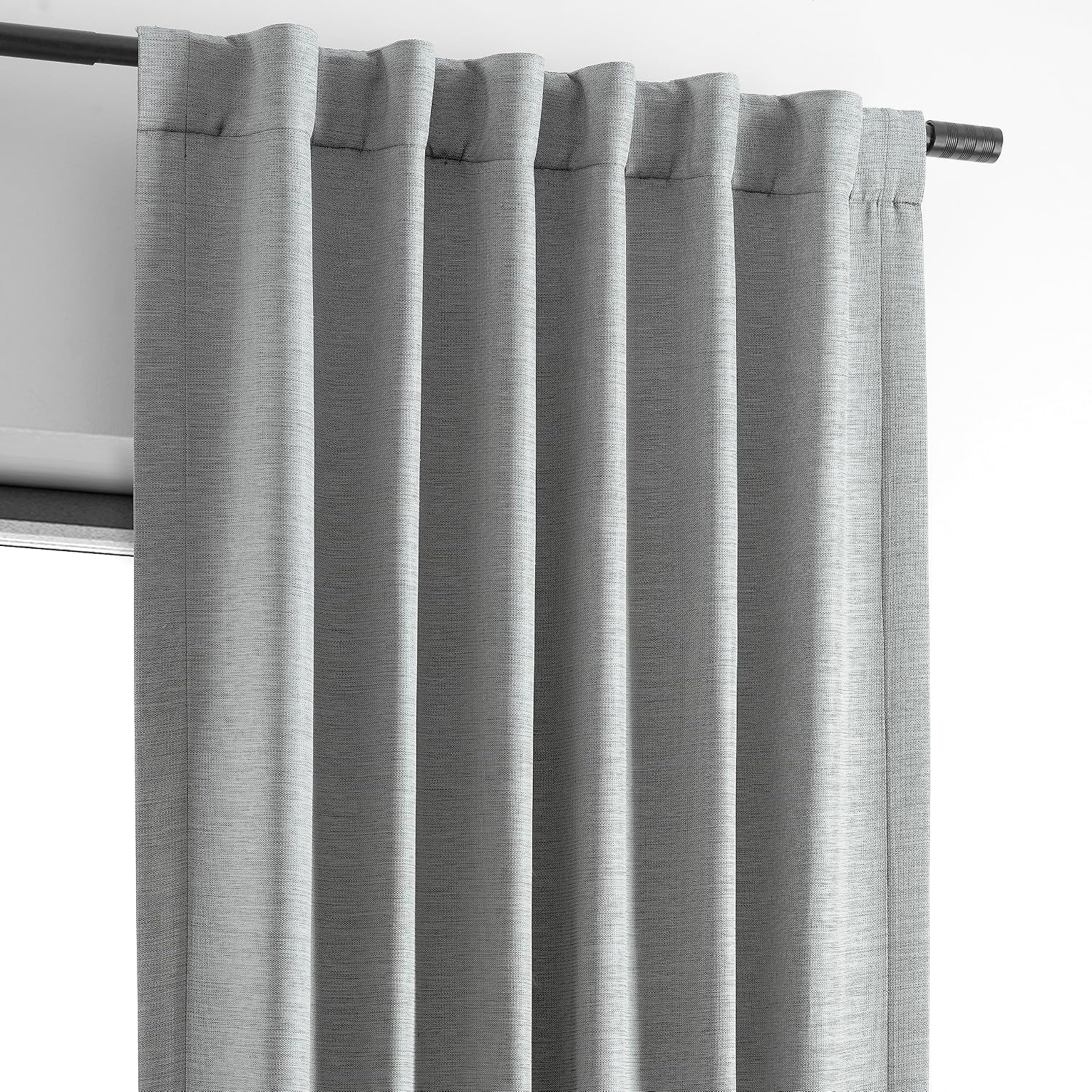 HPD Half Price Drapes Bellino Textured Faux Linen Room Darkening Curtains 96 Inches Long (1 Panel), Curtains for Bedroom & Living Room, 50W x 96L, Vista Grey