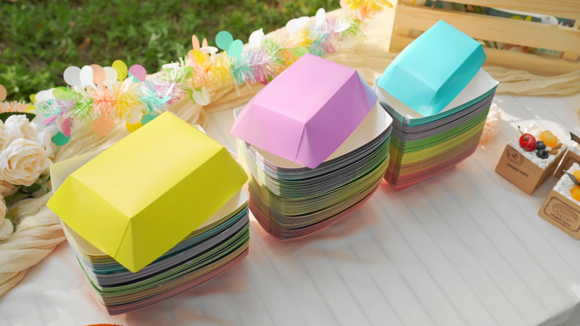 Lallisa 120-Pack Disposable Paper Food Boats - 1lb Pastel Colored Hot Dog & Nacho Trays, Grease Resistant For Parties, BBQ, Picnic - View #7