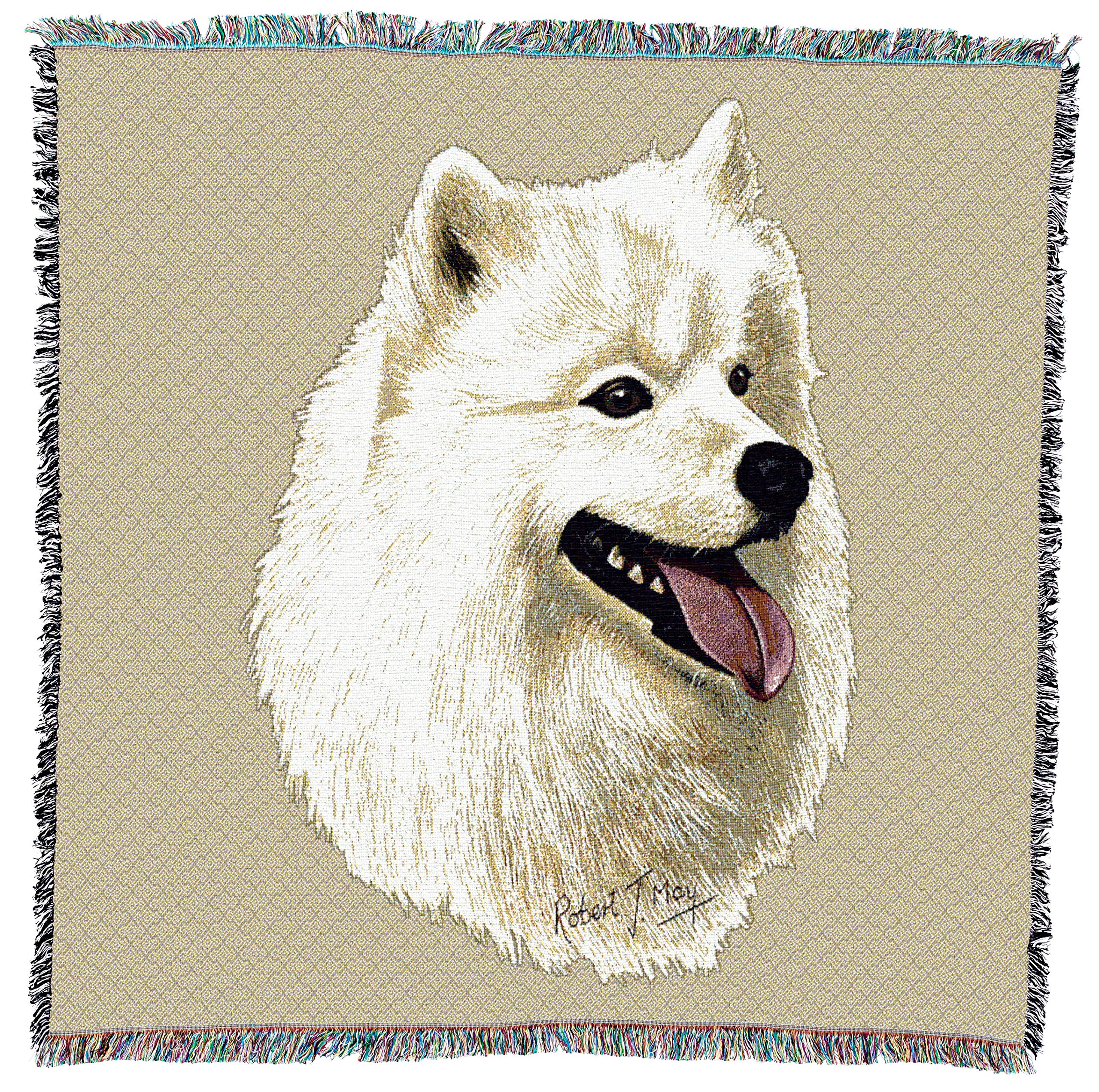 Pure Country Weavers Samoyed Lap Square Blanket by Robert May - Working Group - Gift for Dog Lovers - Tapestry Throw Woven from Cotton - Made in The