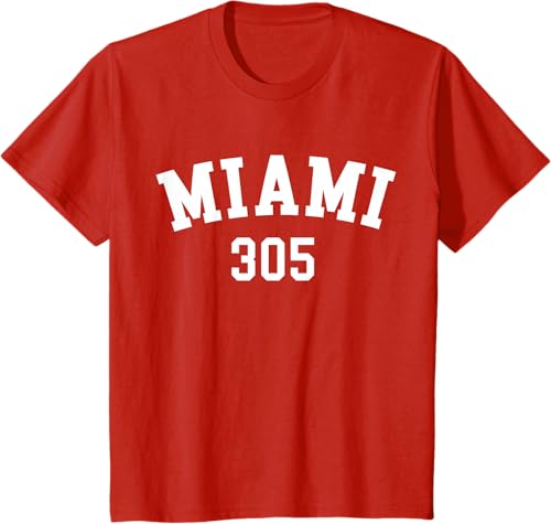 Miniatura 79 de Miami 305 USA American College Font T-Shirt Negro,Azul Marino,Azul Pastel,Arándano,Rojo,Plateado,Hierba,Verde Kelly,Marrón,Verde Oliva,Jaspeado