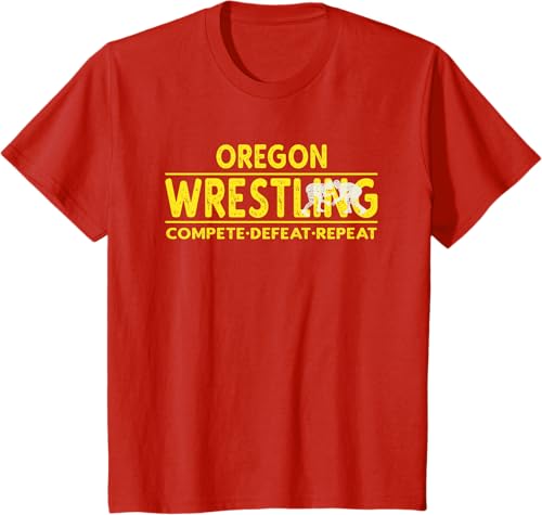 Miniatura 73 de Oregon Wrestling - Compete, Defeat, Repeat T-Shirt Negro,Azul Marino,Asfalto,Blanco,Azul Pastel,Arándano,Rojo,Verde Bosque,Verde Kelly,Verde