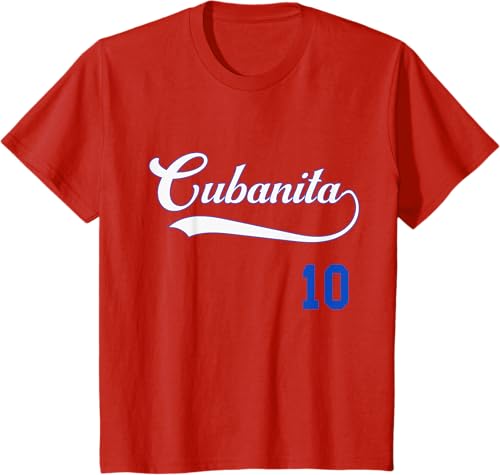 Miniatura 4 de Cubanita Baseball Flag Souvenir Cubana Cuba Women Girl T-Shirt Cranberry Red,Red