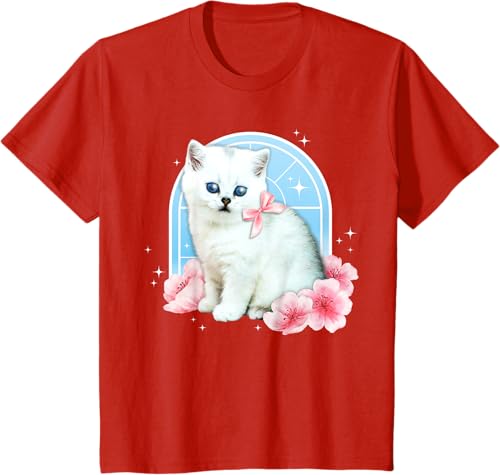 Miniatura 3 de Linda camiseta con diseño de flor de gato estética de los años 90 y 2000, Negro -