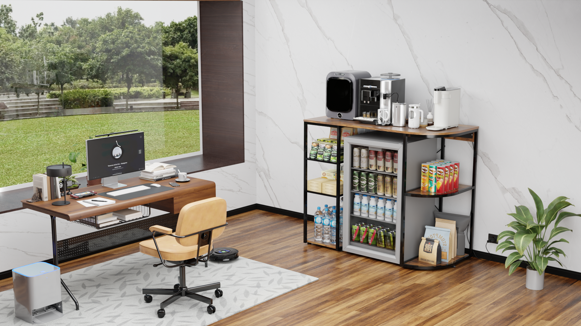 Amazon.com: PUNCIA Coffee Bar Cabinet with Mini Fridge Space