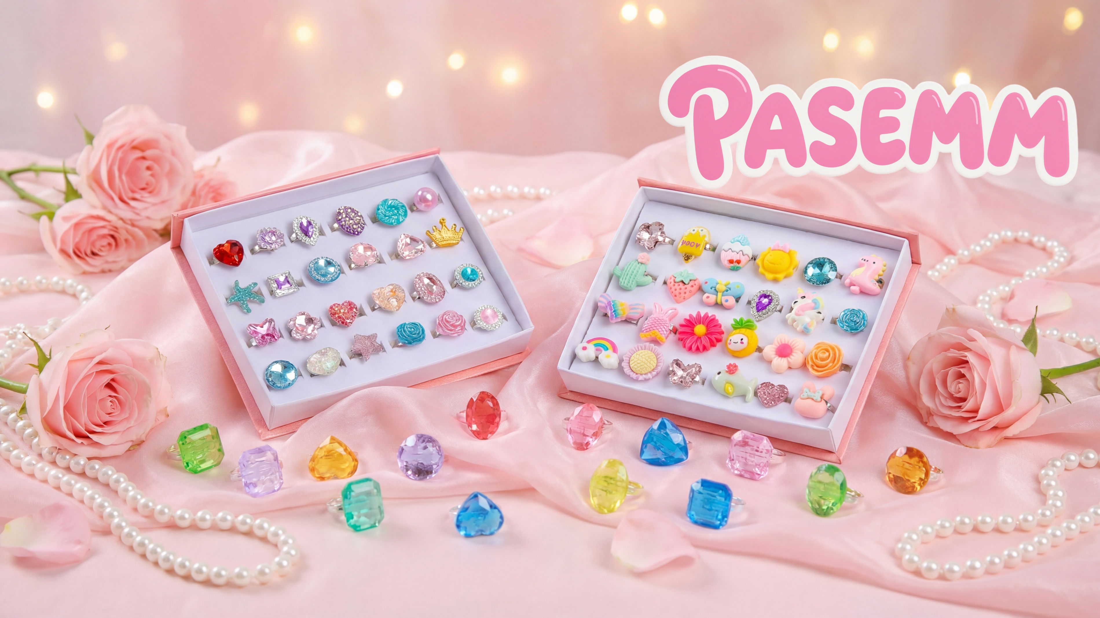 Amazon.com: PASEMM 24pcs Little Girl Jewel Rings, Adjustable, No
