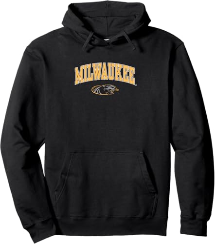 Sudadera con capucha de Wisconsin Milwaukee Panthers Arch Over con licencia oficial, Negro -