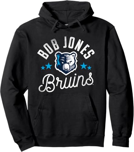 Bob Jones University Sudadera con capucha con logotipo de Bruins, Negro - Negro,Jaspeado Oscuro