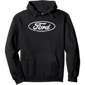 Ford – Distressed White Oval Logo Pullover Hoodie