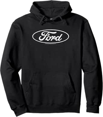 Ford - Distressed White Oval Logo Pullover Hoodie