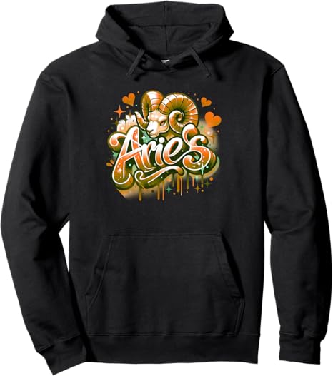 Orange Aries Zodiac Star Sign Pullover Hoodie