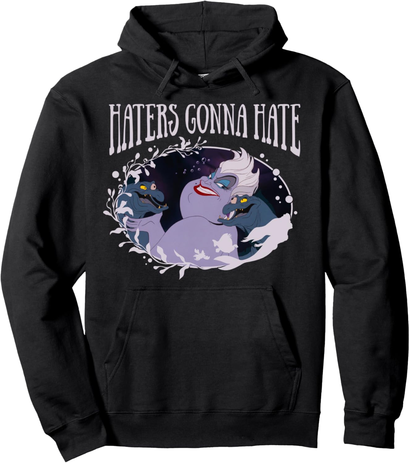 Disney Little Mermaid Ursula Haters Gonna Hate Hoodie, Black, S