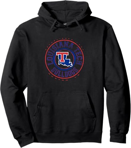 Louisiana Tech Bulldogs Showtime Logo - Sudadera con capucha con licencia oficial, Negro - Negro,Jaspeado Oscuro,Gris Jaspeado