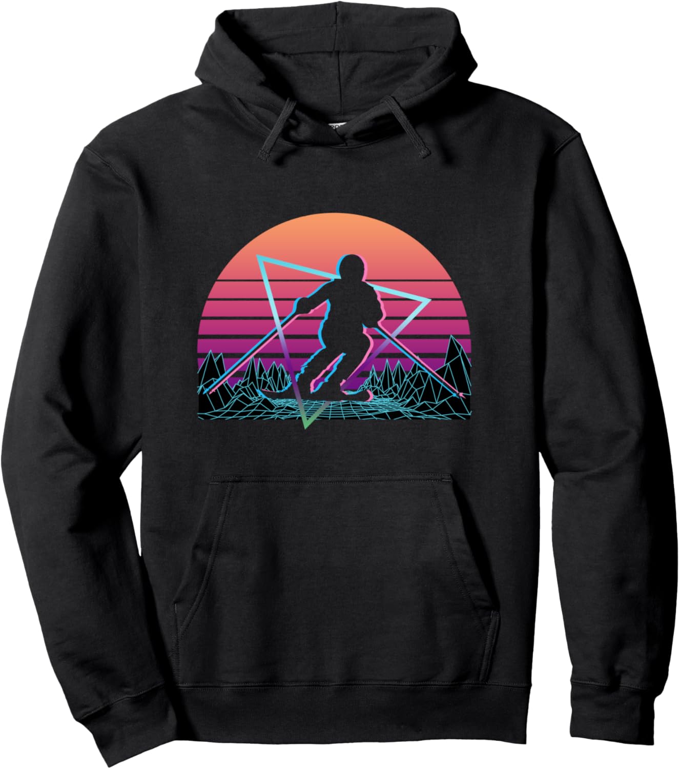 Skiing Skier Ski Vaporwave Aesthetic Retro Pullover Hoodie