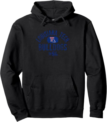Louisiana Tech Bulldogs Vintage 1894 - Sudadera con capucha con licencia oficial Negro,Jaspeado Oscuro,Gris Jaspeado