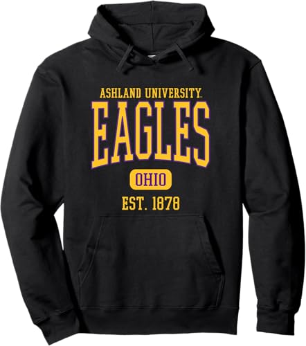 Ashland University Sudadera con capucha Eagles Est. Date, Negro - Negro,Jaspeado Oscuro