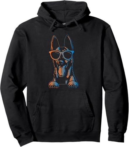Sudadera con capucha estilo malinois estilo retro vintage de pastor belga malinois belga Negro -