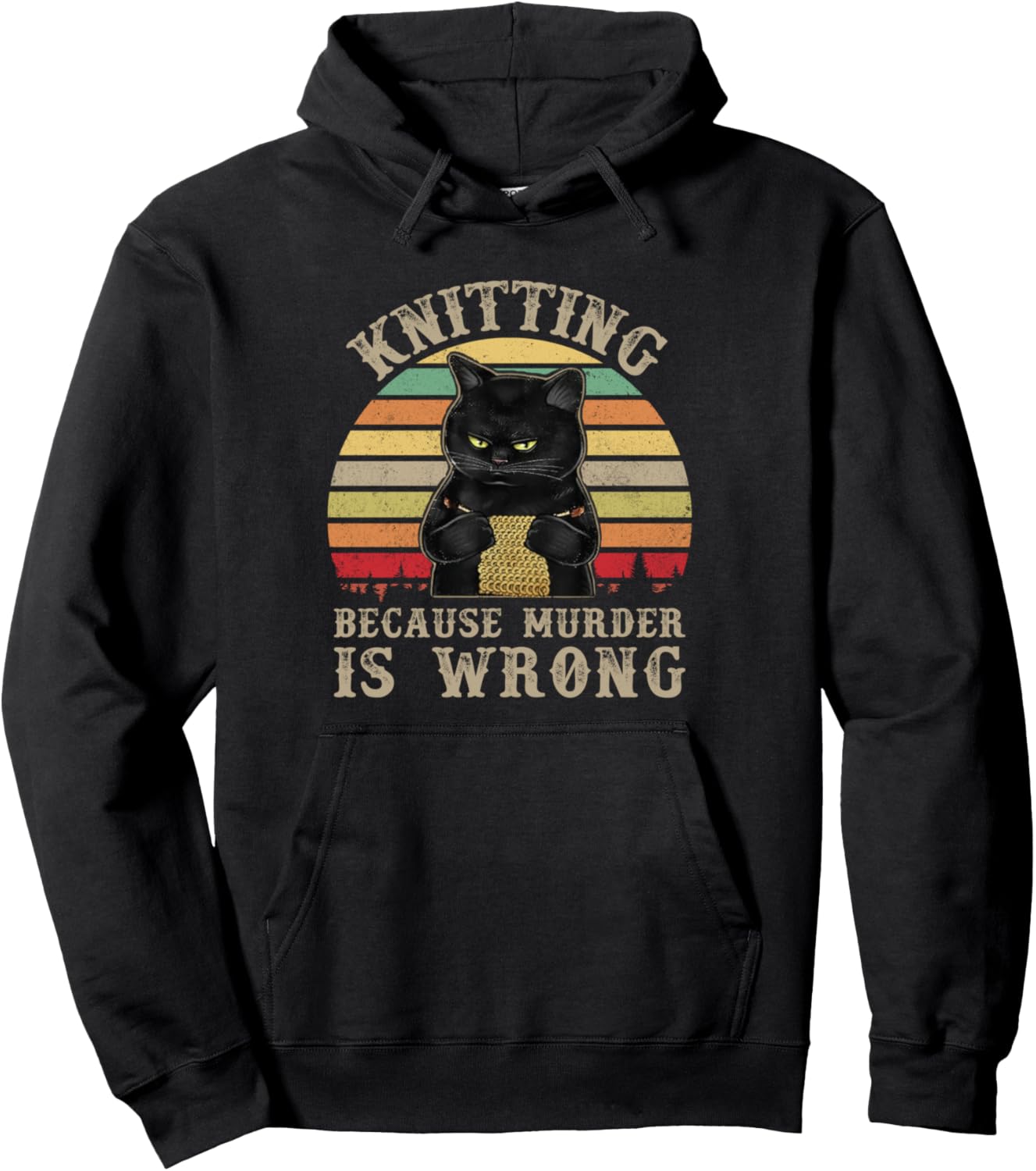 Product image of Cool Knitting Because Murder Is Wrong Knitter Vintage Sunset Pullover Hoodie