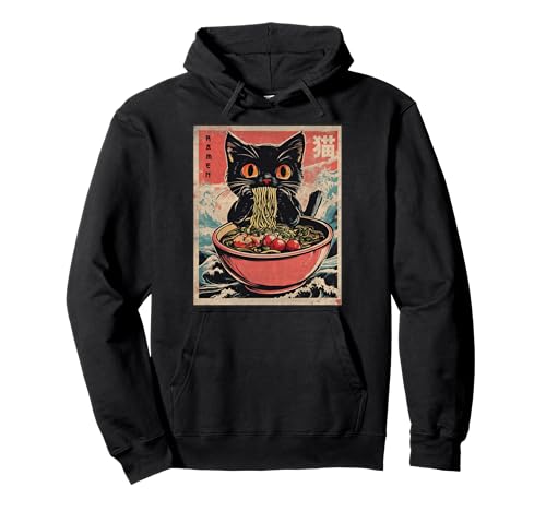 Cat Ramen Japanese Funny Kawaii Cat Graphic Mens Gifts Anime Pull...