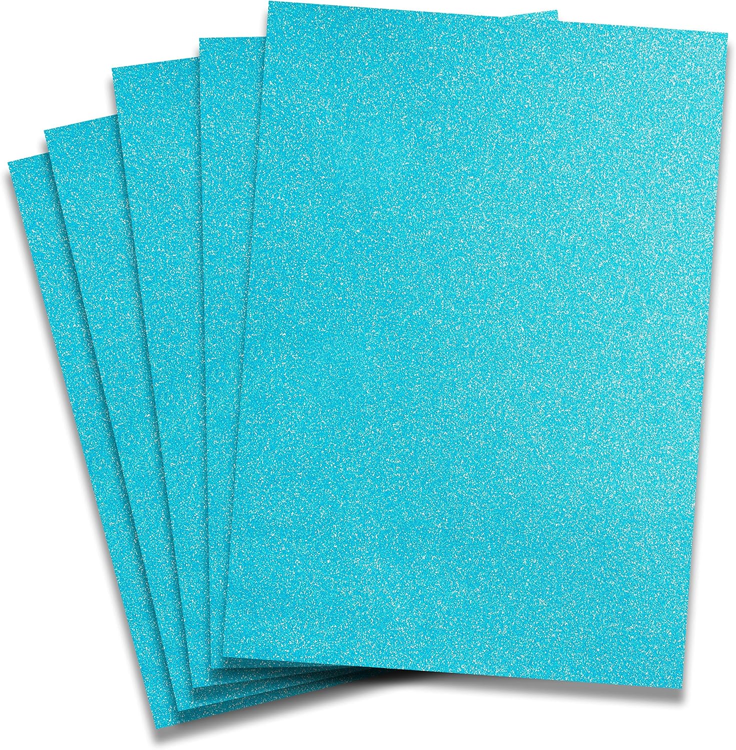 Rozzy Crafts - Rainbow Blue Glitter Heat Transfer Vinyl (HTV) - 5 Sheets Each 12 inches by 10 inches - Works with Cricut, Silhouette, and All Other Cutting Machines