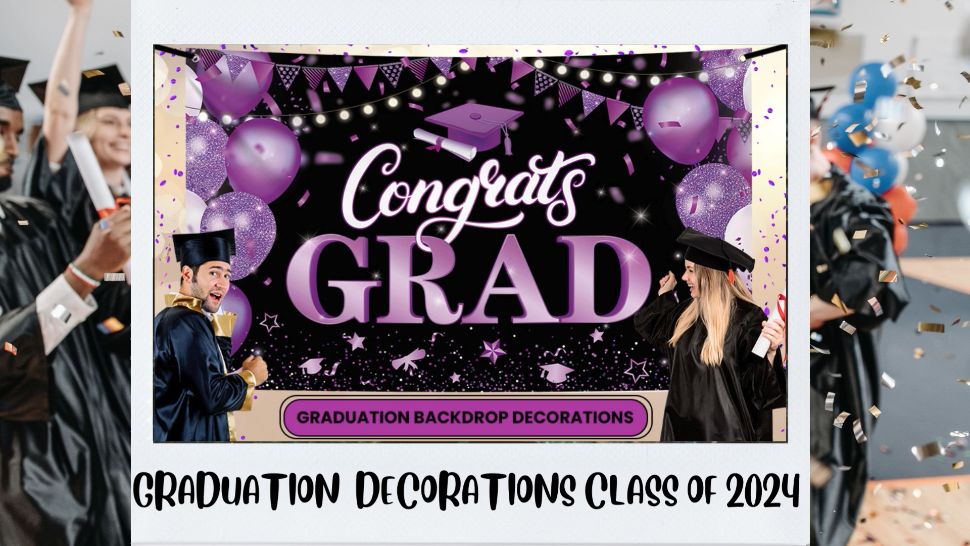 YQUQWN Extra Large Red Graduation Banner - 72x44 Inch 'Congrats Grad' Party Decor For Class Of 2025