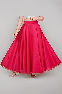 Women's Poly Silk Skirt/Lehenga With 8 Meters Maxi Flare (Double Ghera)