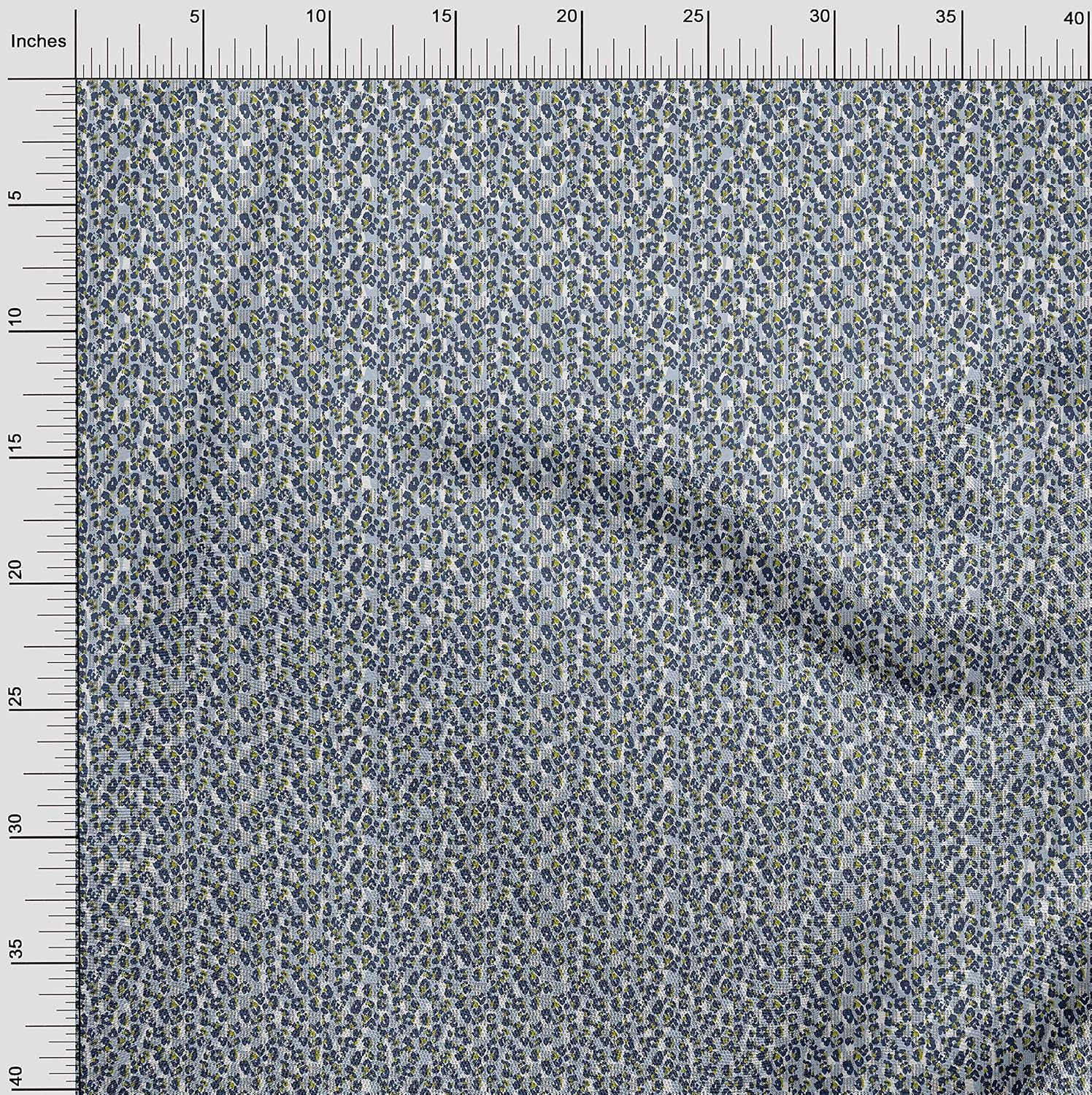 oneOone Cotton Flex Light Grayish Blue Fabric Animal Skin Texture Fabric for Sewing Printed Craft Fabric by The Yard 40 Inch Wide