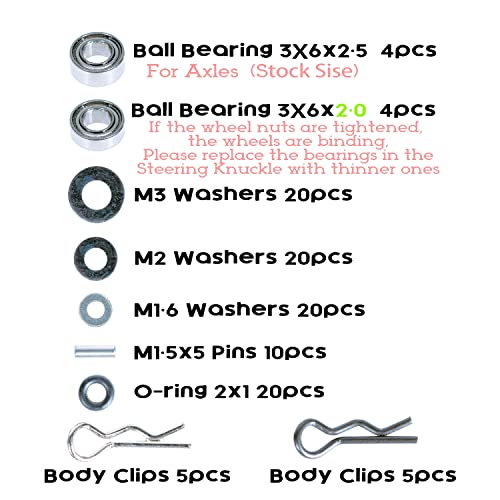 RampCrab Linsenkopfschrauben-Set für SCX24 AX24 RC-Auto, 372-teilig, mit Werkzeug, Schrauben aus gehärtetem Stahl der Güteklasse 12.9, Lager und Schrauben mit Box für 1/24 RC-Auto SCX24