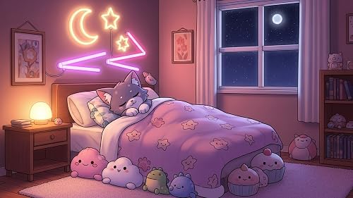 Aphmau (Cat) Escape: Neon Gamer Bedroom Lounging – RGB Light Glow & Soft Keyboard Clicks 4K Screensaver – vue 9
