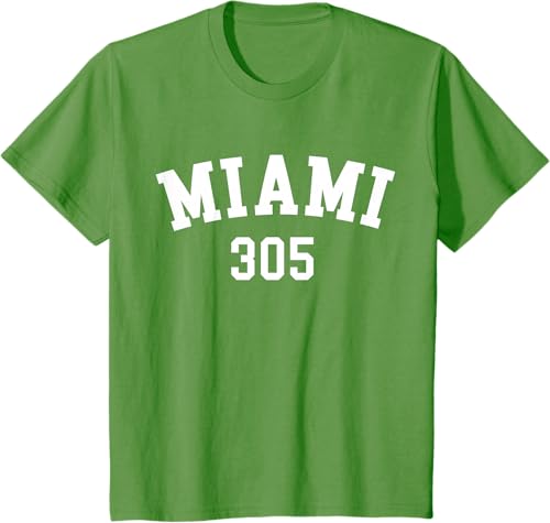 Miniatura 15 de Miami 305 USA American College Font T-Shirt Negro,Azul Marino,Azul Pastel,Arándano,Rojo,Plateado,Hierba,Verde Kelly,Marrón,Verde Oliva,Jaspeado