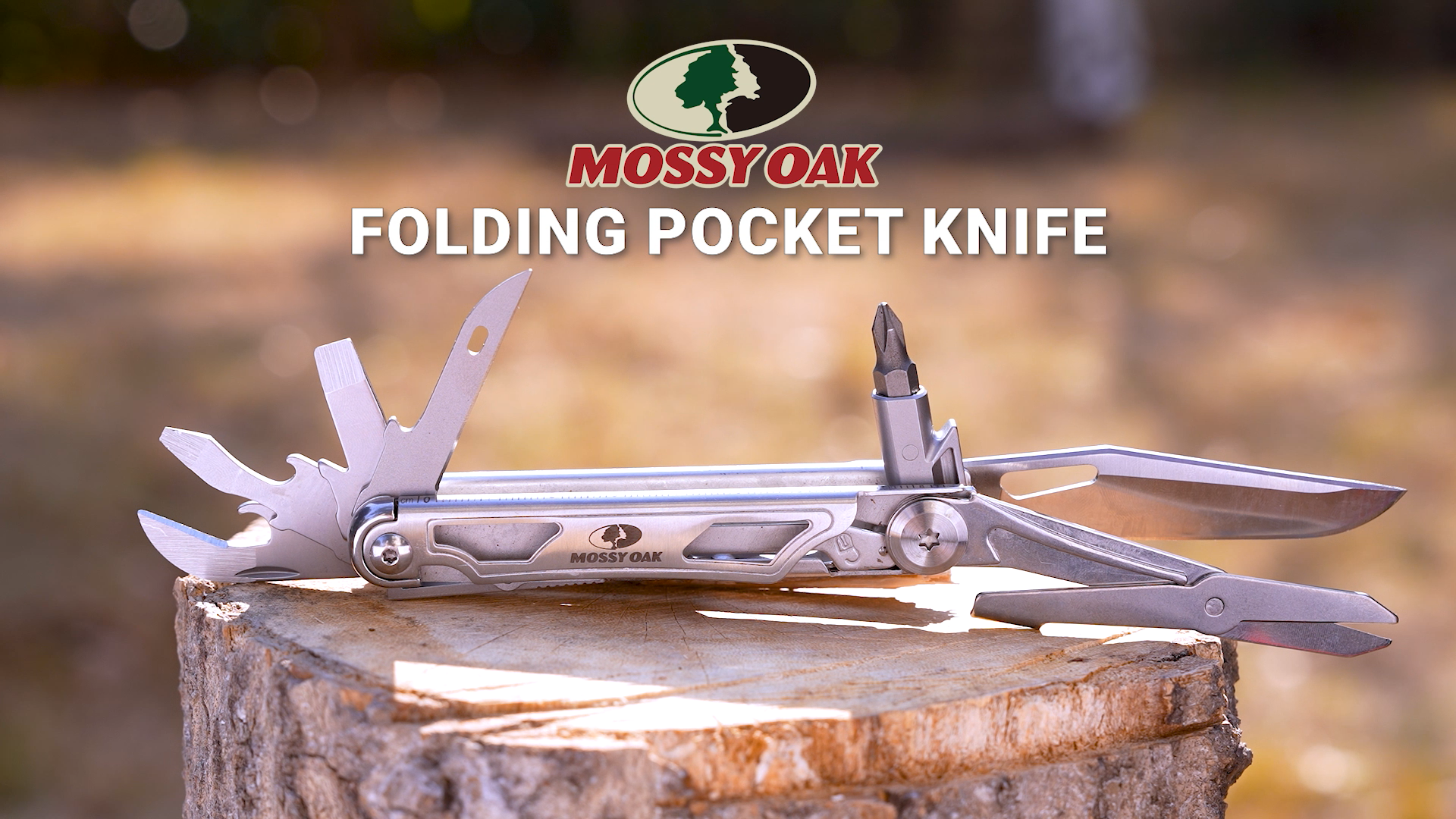Mossy Oak 12-in-1 Multitool Pocket Knife with Pouch, Stainless