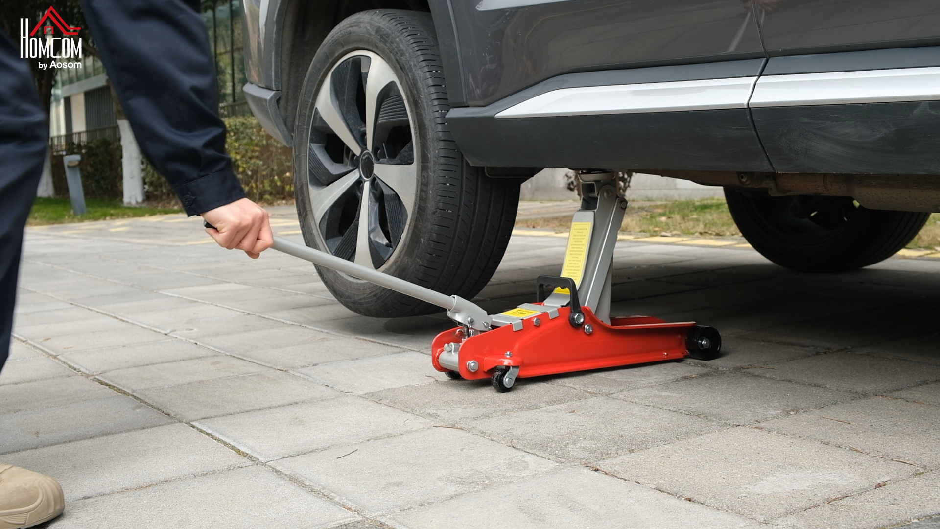 HOMCOM Hydraulic Low Profile Jack, Heavy Duty Steel Racing Floor