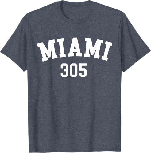 Miniatura 4 de Miami 305 USA American College Font T-Shirt Negro,Azul Marino,Azul Pastel,Arándano,Rojo,Plateado,Hierba,Verde Kelly,Marrón,Verde Oliva,Jaspeado