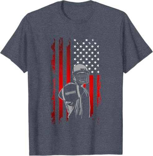 Miniatura 4 de American Football T-Shirt Black,Navy Blue,Asphalt Grey,Baby Blue,Grass Green,Dark Green,Brown,Olive Green,Lemon Yellow,Dark Heather Grey,Heather