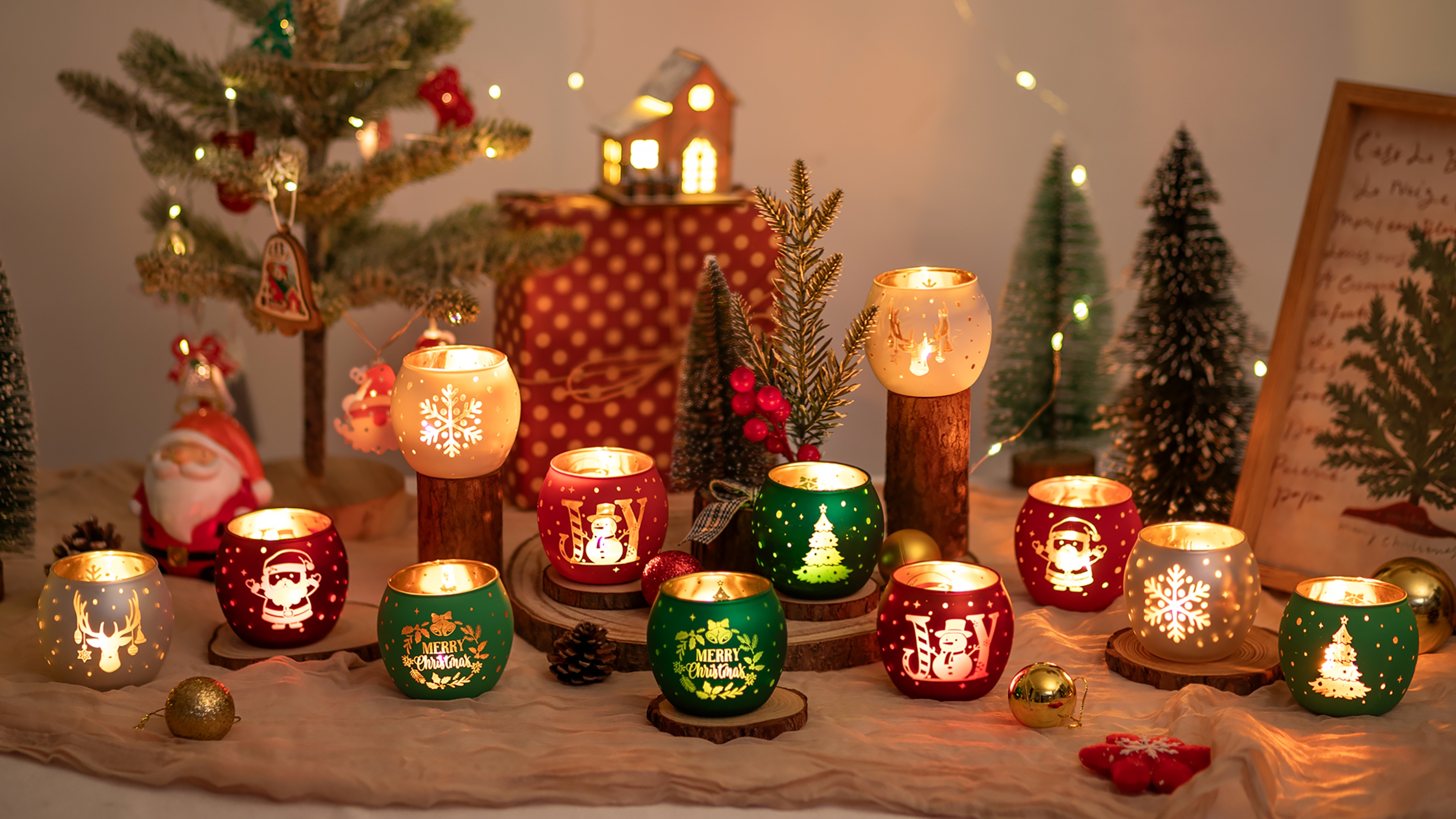 Lot de 4 bougeoirs verre - Décoration