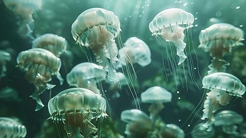 Jellyfish Screensaver: Underwater HD Colorful Neon Glowing Jellyfish Videos, Relaxing Music, and Tra