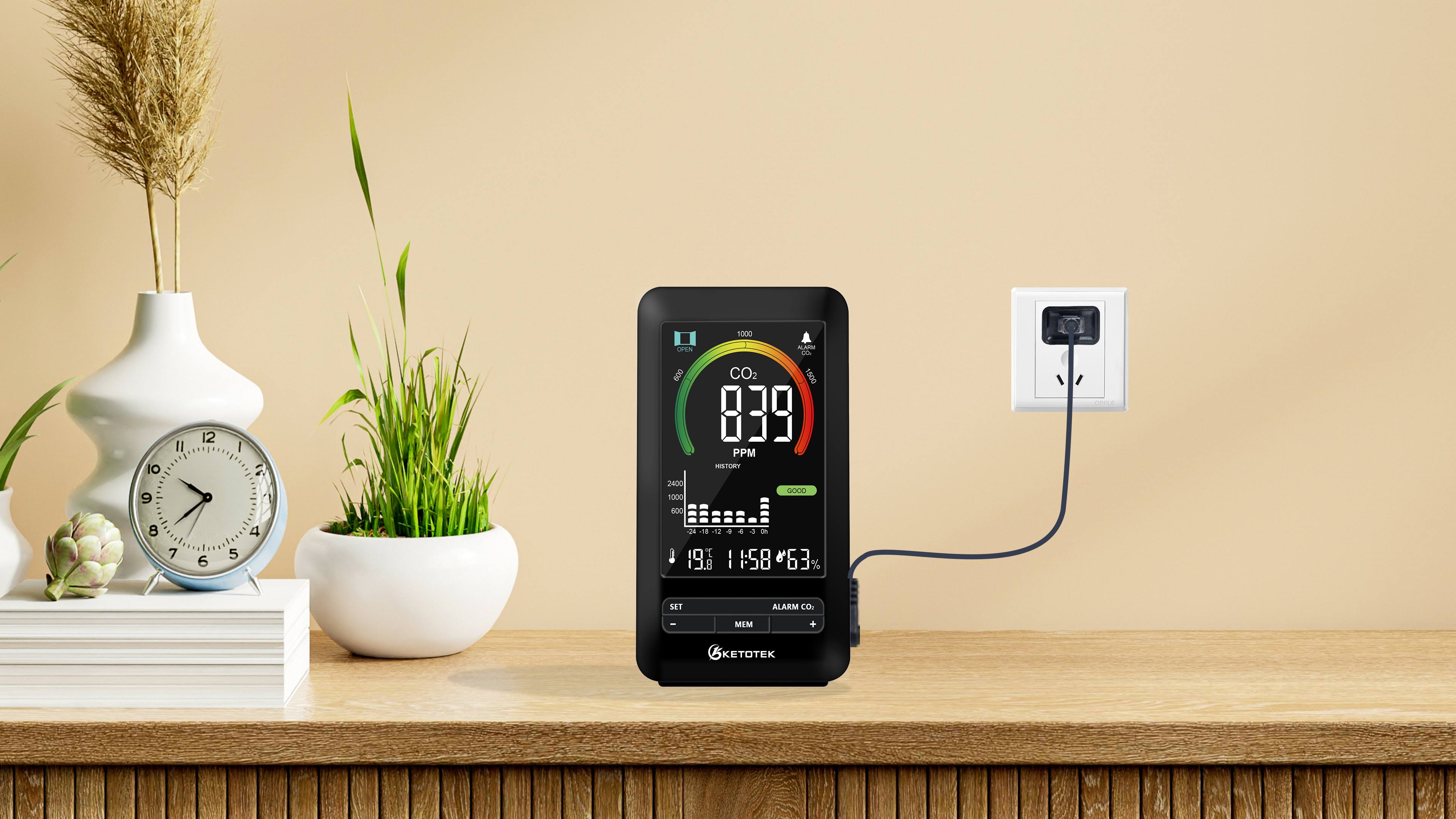 Rilevatore Di CO2 | AirSecure CO2WM110 | Ventilazione Mirata