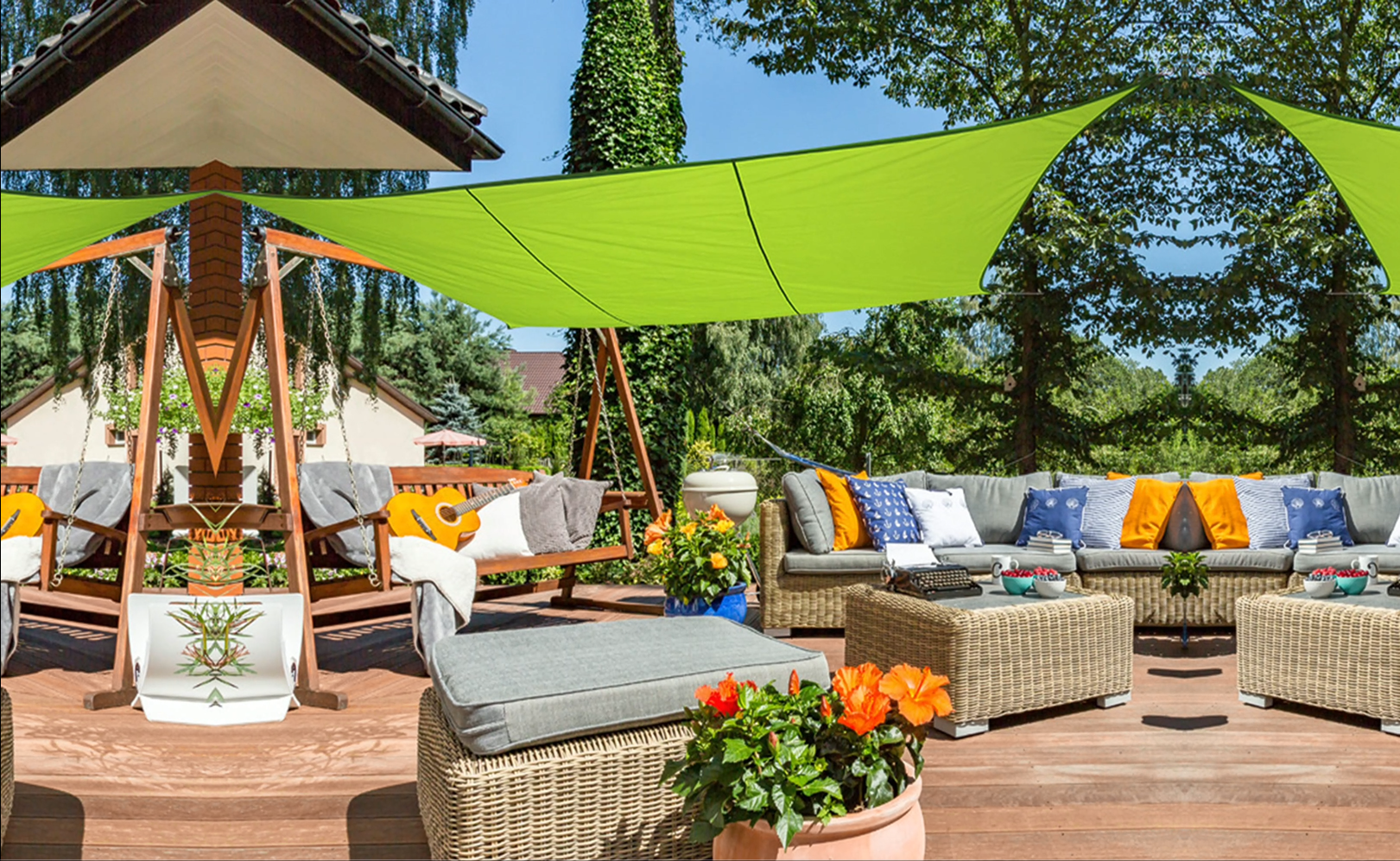 Voile D'ombrage5x5m Rectangulaire Imperméable à L'eau PES Toile D